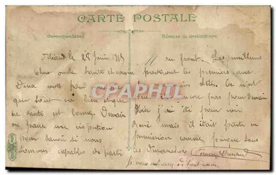 Stara pocztówka Militaria Artillerie Depart pour l abreuvoir Cheval Horse — Rewers