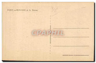 Pont-en-Royans i la Bourne — widok na wioskę i rzekę — wydawca Héliogravure C. D. Nacon — Rewers