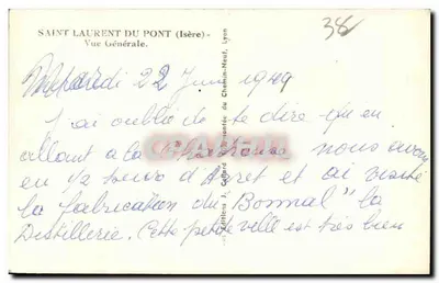 Saint-Laurent-du-Pont (Isère) — Vista Geral — Edições J. Collerd, Lyon — Verso