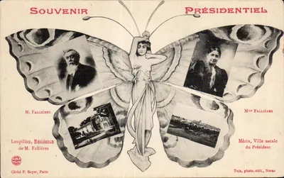 M. e Mme Fallières — Lembrança Presidencial — Cliché P. Boyer, Paris