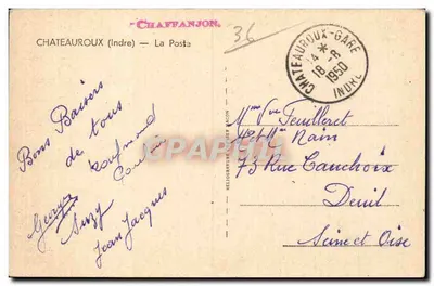 Hotel das Correios e Telégrafos — Châteauroux — Editor Chaftanjon, n°36 — Verso