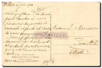 Banho de lama — tratamento termal — Teatrografe Marcel Deuboy, Dax — Verso