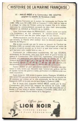 Maillé-Brézé i Komendant Gouttes w Barcelonie — Historia Marynarki Francuskiej — Wydawca Lion Noir — Rewers
