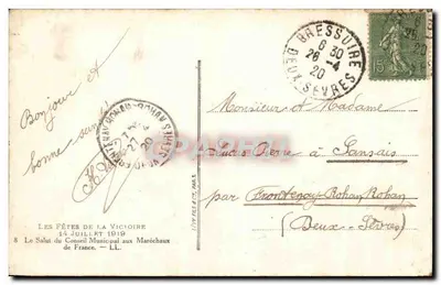 Feste della Vittoria — 14 luglio 1919 — Il Saluto del Consiglio Comunale ai Marescialli della Francia — Editore L.C.M. Fils & Cie, Parigi — Verso
