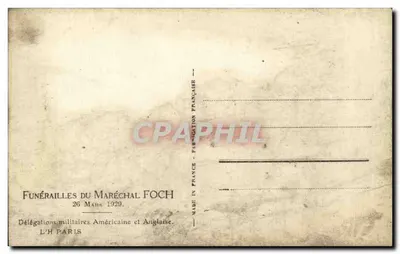 Funerais do Mariscal Foch — Delegações militares americanas e inglesas — Paris, 26 de Março de 1920 — Verso