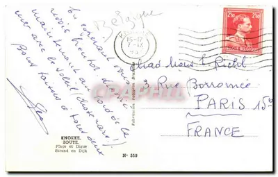 Knokke-Zoute — Praia e Dique — Fabricação Fototipia Knokke, N° 559 — Verso