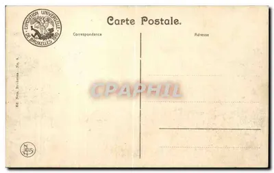 Exposição Universal de Bruxelas 1910 — Pavilhão Espanhol — Éd. Neus Bruxelles No. 8 — Verso