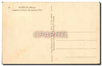 Cemitério militar do faubourg Pavé — Verdun (Meuse) — Editor Yvon, n°16 — Verso