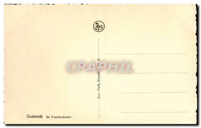 Ostenda — Łódki rybackie — N. JES, Bruksel, nr 10 — Rewers
