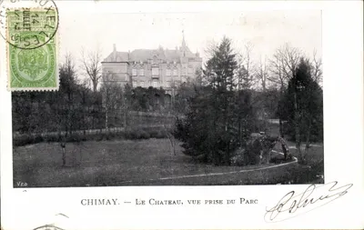 Chimay — O Castelo, vista tirada do parque — VED