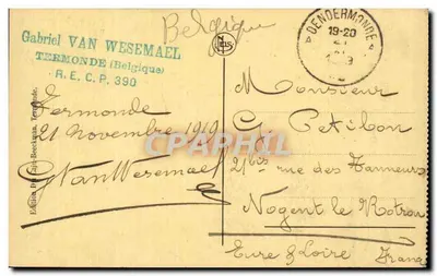 Termonde-Ruínas — Rue de l'Eau (1914) — Edição De Saint-Beekman, Termonde — Verso