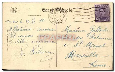 Anvers — Place de Meir — vista da rua com trêm e carros — editor N. Leis, n° 78 — Verso
