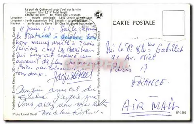 Most w Quebecu i widok miasta — Quebec, Kanada — Fotografia Laval Couët — Rewers