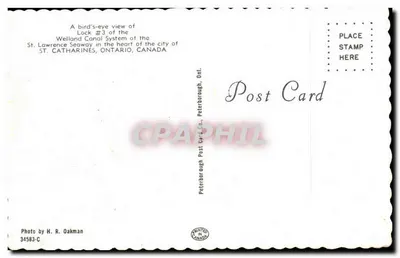 Travessa #3 do sistema do canal Welland — St. Catharines, Ontario — editor Peterborough Post Card Co. — Verso