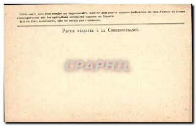 Korespondencja Armii Republiki — Karta w zwolnieniu — Model A1 — Rewers