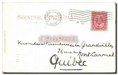 Bloco Oeste, Edifícios do Parlamento, Ottawa — Cartão Postal de Lembrança — Série de Valentim (Grã-Bretanha) n° 2 — Verso