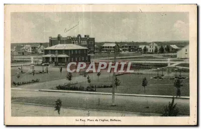 Bilhete postal antigo — O Parque, Praça da Igreja Dolbeau