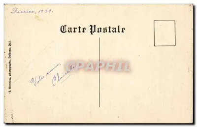 Bilhete postal antigo — O Parque, Praça da Igreja Dolbeau — Verso