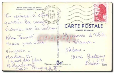 Igreja Nossa Senhora de Fátima — Jonquière, Quebec — publicada por Wilson Deyden OH! n° 5639R — Verso