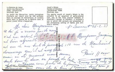 Wieloryb Jonasza — Ogród Cudów, Park Lafontaine, Montreal — Fotografia Departamentu Parków — Rewers