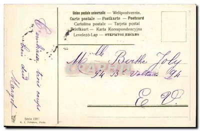 Pansées — Ilustrowana kartka pocztowa z kwiatami — K. F. Wydawcy, Paryż, seria 1257 — Rewers