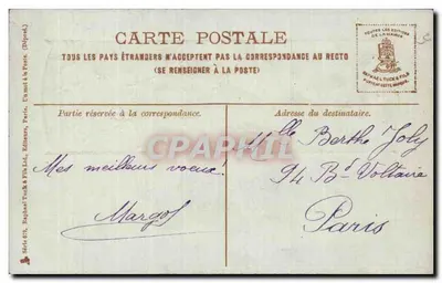 Flores violetas — Boas saudades — Raphael Tuck & Co, Paris, Série 618 — Verso