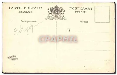 Gand. Wieża Collation — widok wieży i sąsiedniego budynku z napisem 'Café Tonnin' — wydawca M. Marcovici, Bruksela — Rewers