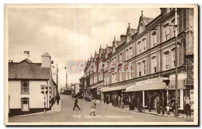 The Square, Ammanford — widok ulicy z handlarzami — W. 3026