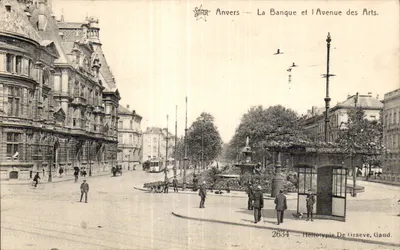 Anvers — A Banca e a Avenida dos Artes — Héliotypie De Graeve, Gand, n°2634