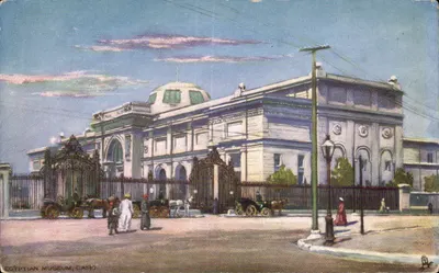Muzeum egipskie, Kair — widok wejścia i karozin — Tuck & Sons