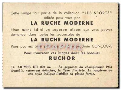 Aankomst van de 800 m — Kampioenschap 1953 — La Ruche Moderne — Achterkant