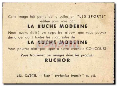 Catch — Uma "projeção brutal" no chão — Coleção "Les Sports" editada por La Ruche Moderne, n°252 — Verso