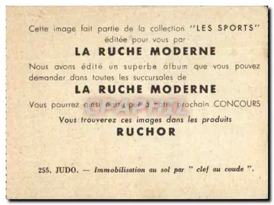 Judo — Inmovilización en el suelo con "llave en el codo" — La Ruche Moderne n°255 — Reverso
