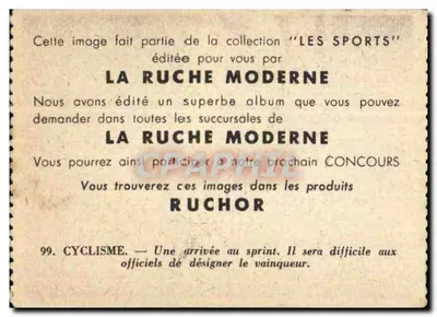 Rower — przyjazd na sprint — La Ruche Moderne nr 199 — Rewers