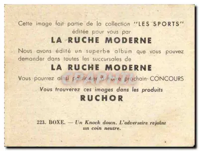 Boxeo — Un knock down. El adversario alcanza un rincón neutral — La Ruche Moderne, n°223 — Reverso