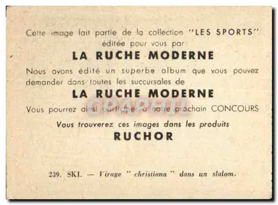 Esqui — Viragem "christiana" em um slalom — La Ruche Moderne, n°239 — Verso