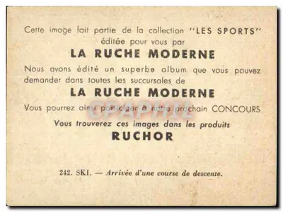 Esqui — Chegada de uma corrida de descida — La Ruche Moderne, n°242 — Verso