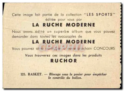 Basquete — Bloqueio sob o cesto para impedir o controle da bola — La Ruche Moderne, n°125 — Verso