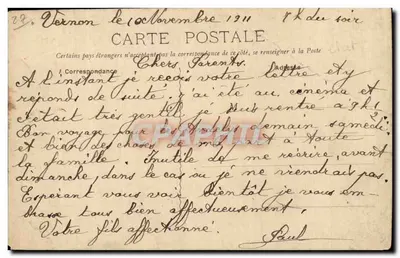 Vernon — Urząd Miasta (1895) — F. Fautret, wydawca — Rewers