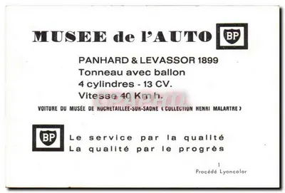 Automóvel Panhard & Levassor 1899 — Tonneau com balão — edição BP — Verso