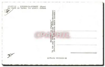 Floresta de Lyons, os quatro carvalhos — Lyons-la-Forêt (Eure) — Edições 'La Cygogne' — Verso