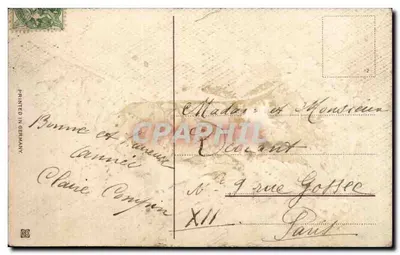 Carta postal decorativa — pássaros, flores e envelope — editor não identificado, série SEN-813 — Verso