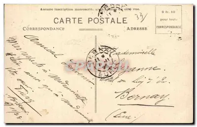 Bordeaux — A Place de la Comédie no centro e à direita a rue Ste-Catherine, à esquerda, o Grand-Théâtre — Bilhete postal antigo n°119 — Verso