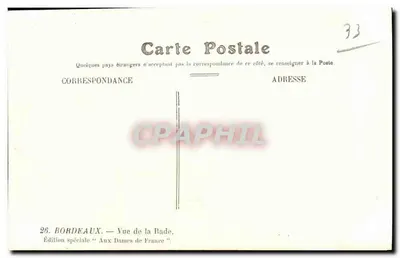 Vista da Gade em Bordeaux — Edição especial 'Para as Damas da França' — Editor Bordeaux — Verso