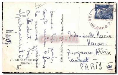 Le Grau du Roi — Son Port — Édit. NARBO 61, Allée St-Agne - Toulouse — Verso