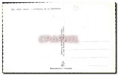 Wnętrze Katedry w Alès — Gard — Wydawnictwo Scheitler, Albi — Rewers
