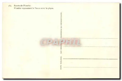 Picador odpychający byka pikiem — San Sebastián, seria 485 — Rewers