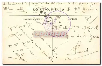 Castillo de St-Rome, cerca de Villefranche — La Grande Pelouse — Villenamelle, n° 1902 — Reverso
