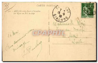 Os dignos no Porto de Lège — Bassin d'Arcachon — Édition Bordelaise - Arès — Verso