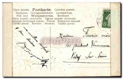 Pássaros e flores — Feliz aniversário! — Carta postal universal — Verso